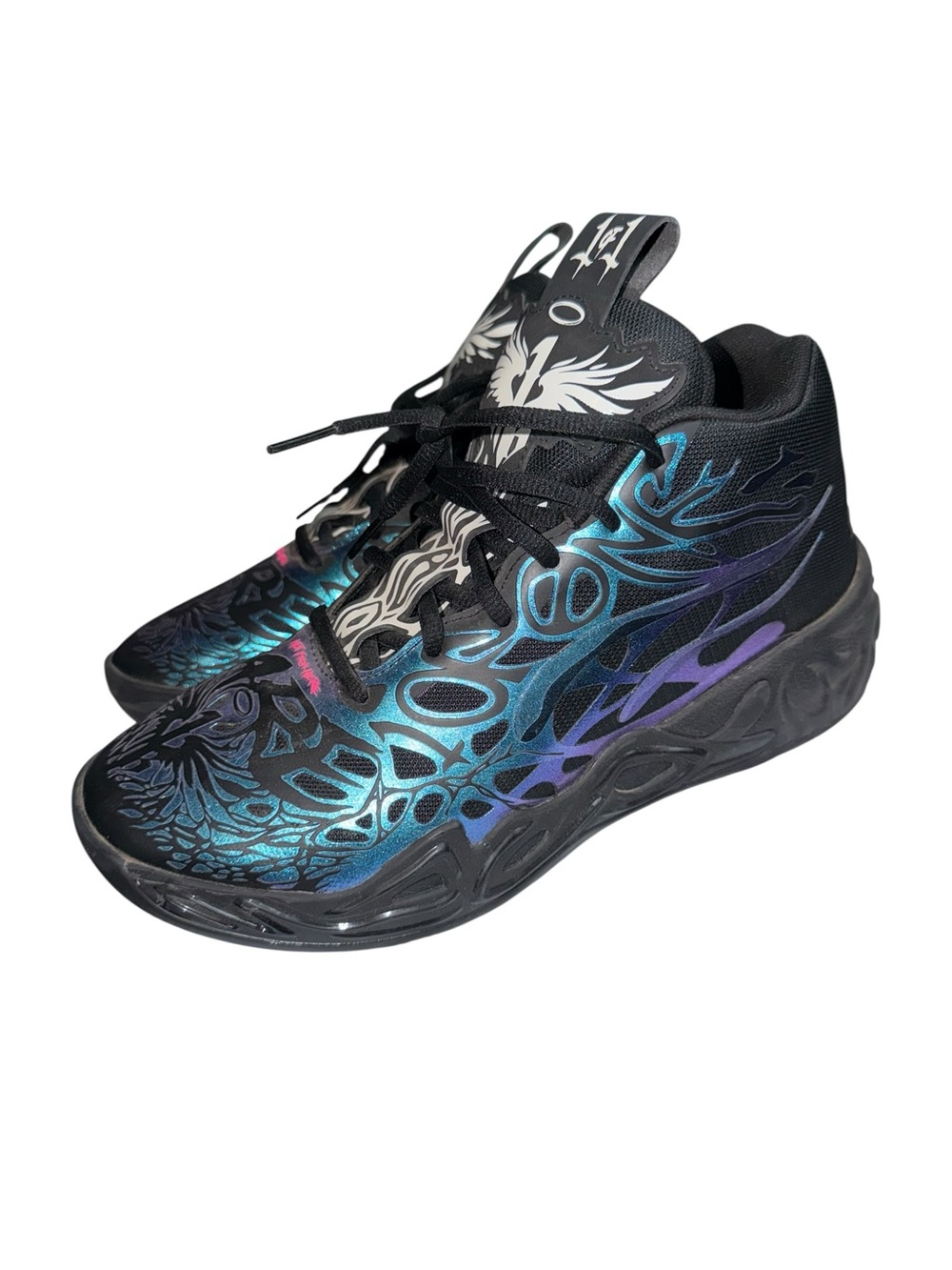 PUMA LaMelo Ball MB.04 Reflections GS Size 7 Black Blue Basketball Shoes - Picture 3 of 7